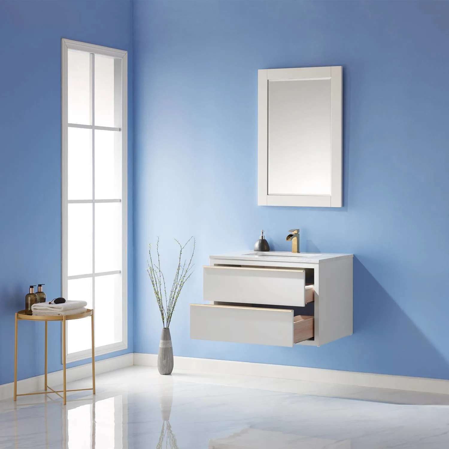 Altair Morgan 30 Inch White Plywood White Carrara Stone Single Vanity - image 5