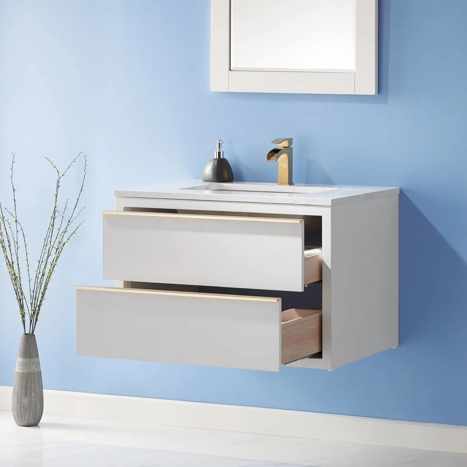 Altair Morgan 30 Inch White Plywood White Carrara Stone Single Vanity - image 8