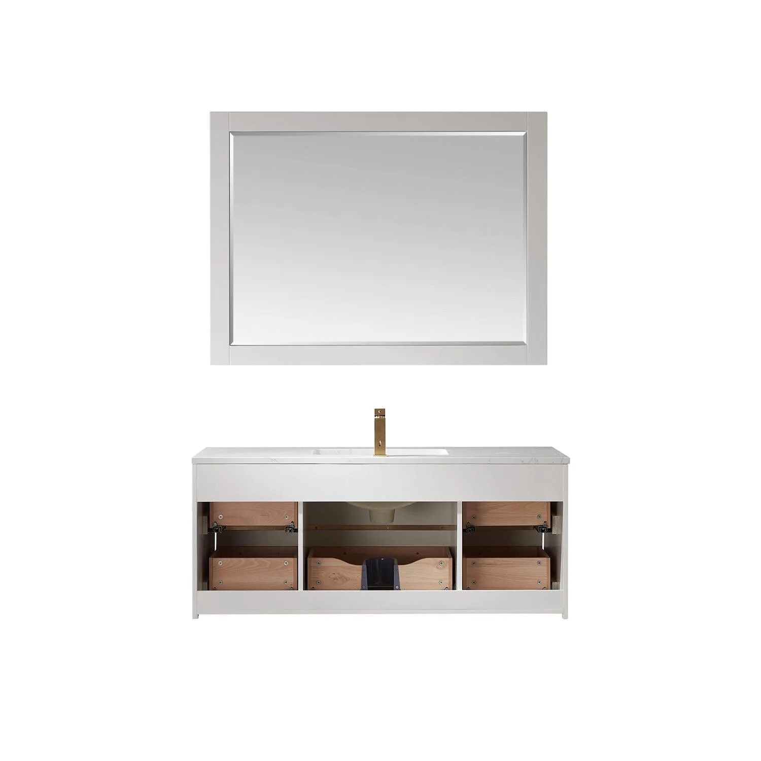 Altair Morgan 48 Inch White Plywood White Carrara Stone Single Vanity - image 2