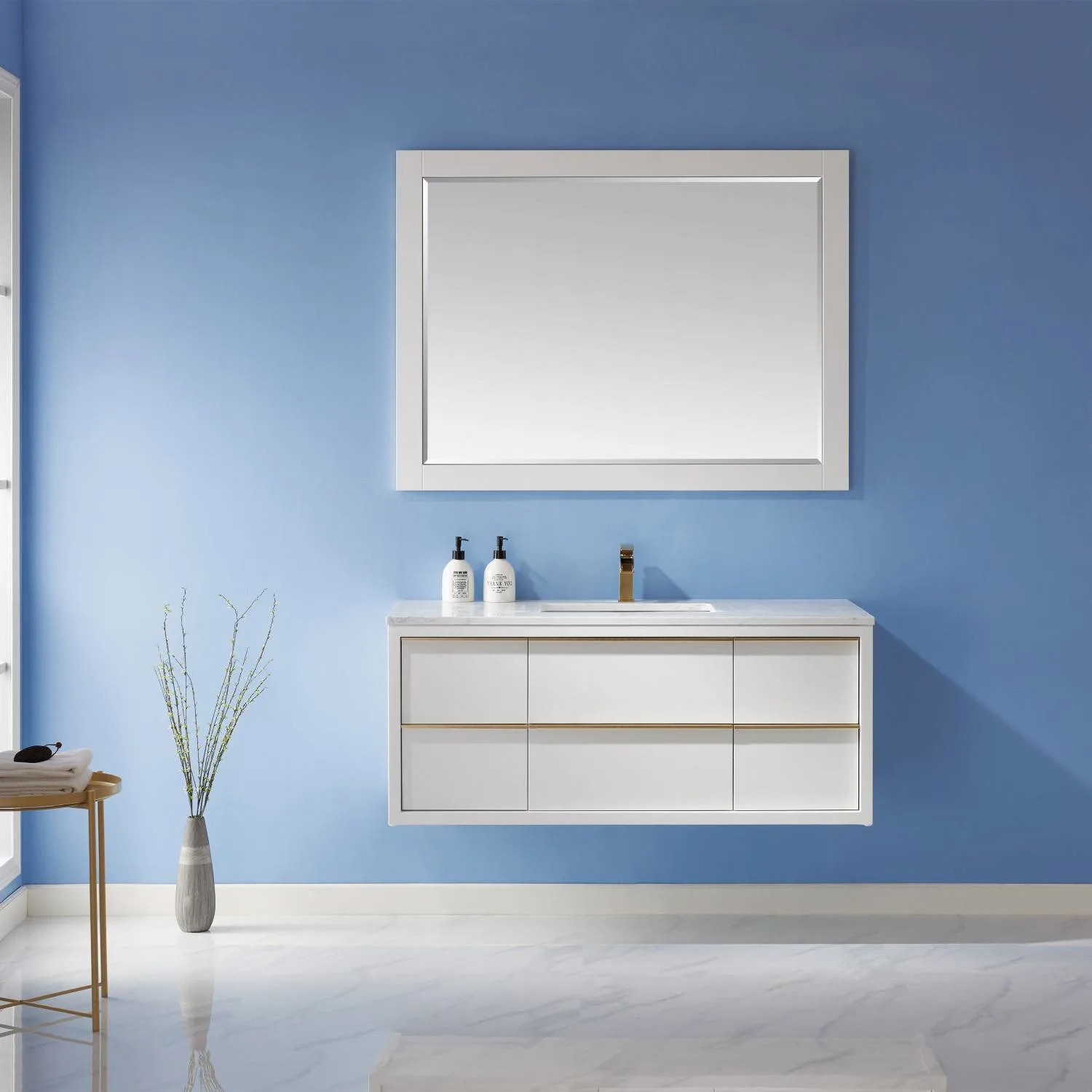 Altair Morgan 48 Inch White Plywood White Carrara Stone Single Vanity - image 3