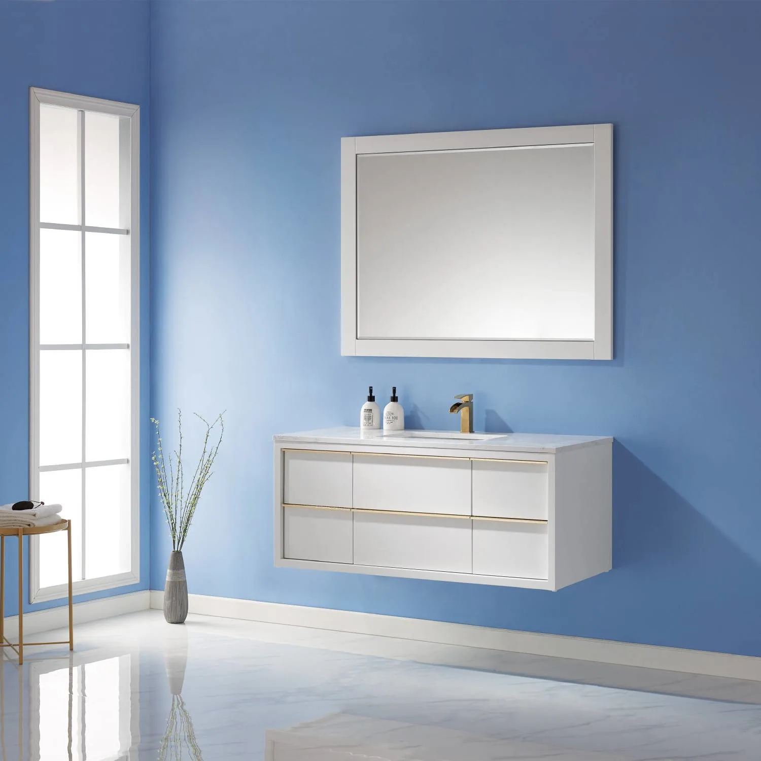 Altair Morgan 48 Inch White Plywood White Carrara Stone Single Vanity - image 4
