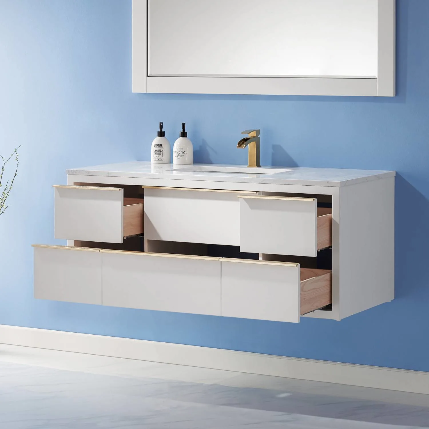 Altair Morgan 48 Inch White Plywood White Carrara Stone Single Vanity - image 8