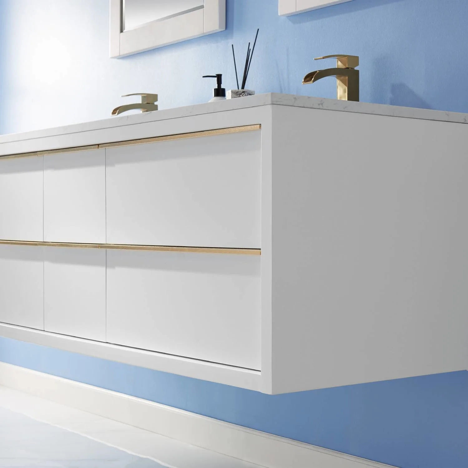Altair Morgan 60 Inch White Plywood White Carrara Stone Double Vanity - image 7