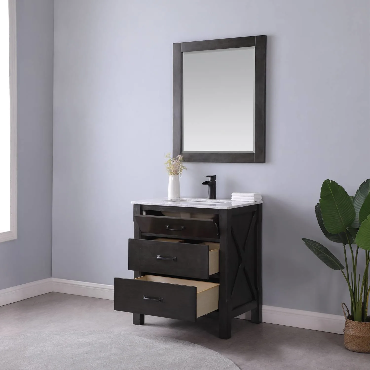 Altair Maribella 30 Inch Solid Plywood White Carrara Single Vanity - image 5