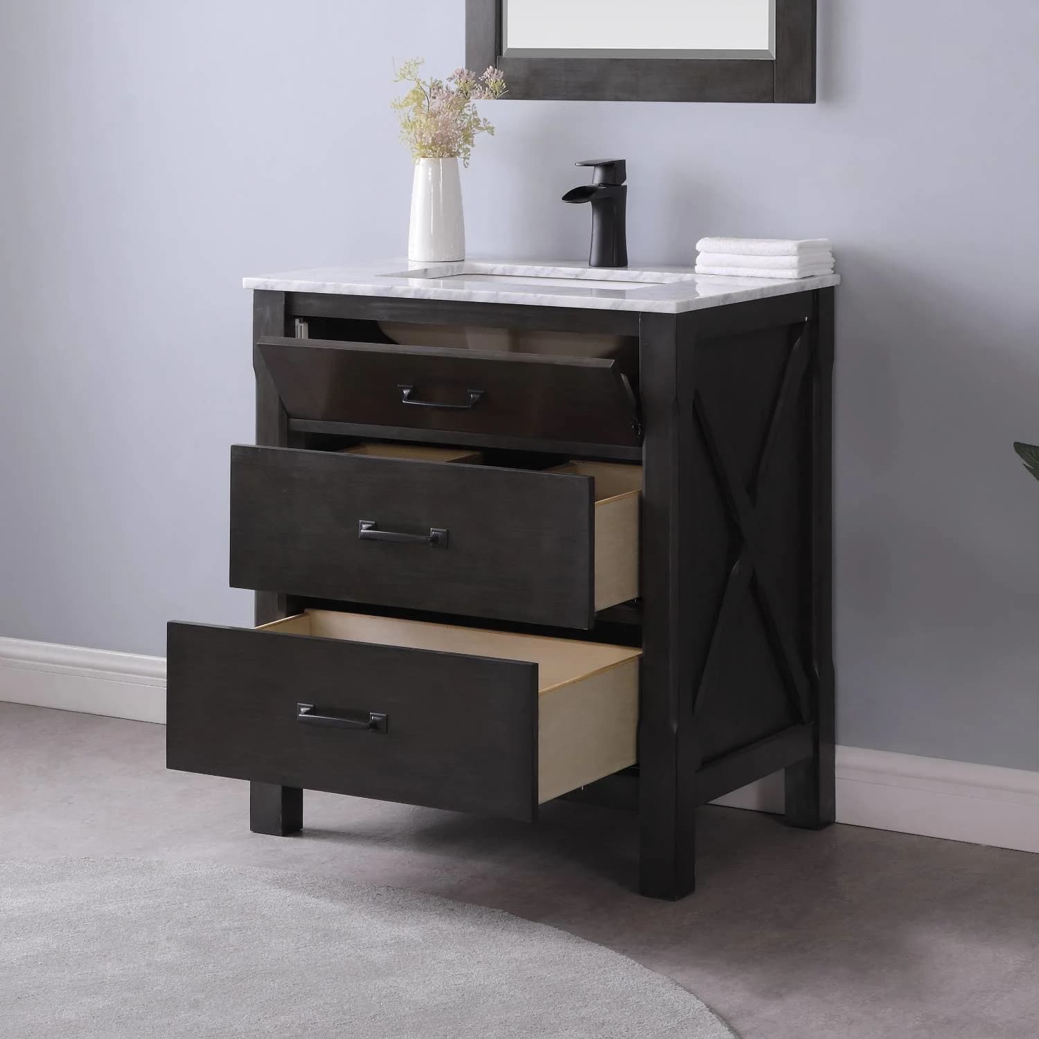 Altair Maribella 30 Inch Solid Plywood White Carrara Single Vanity - image 6