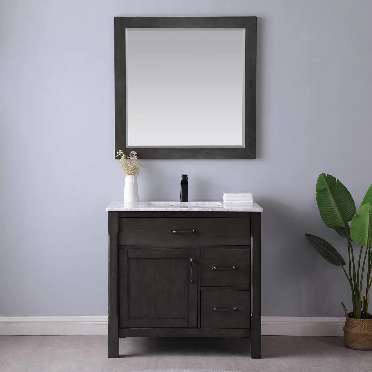 Altair Maribella 36 Inch Solid Plywood White Carrara Single Vanity - image 3