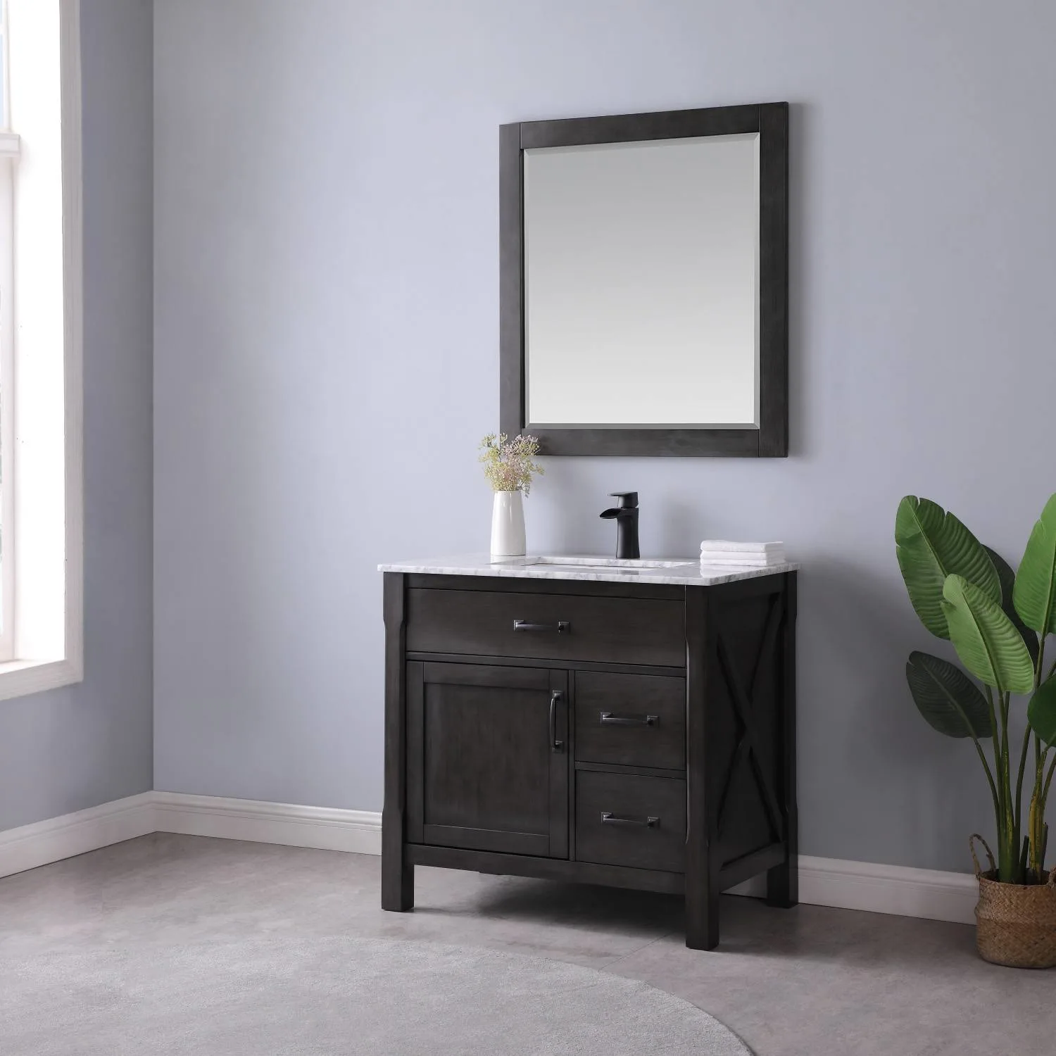 Altair Maribella 36 Inch Solid Plywood White Carrara Single Vanity - image 4