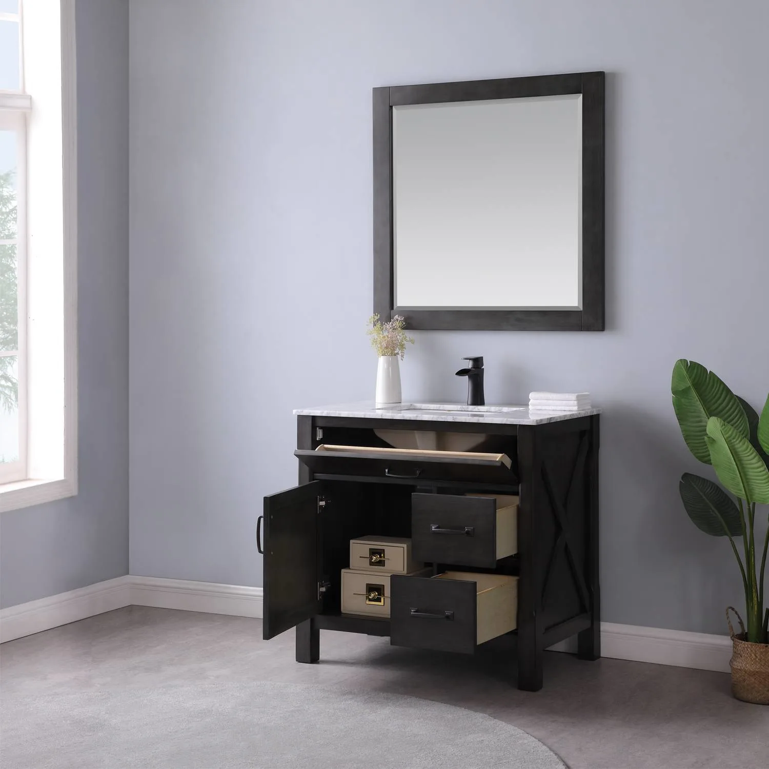 Altair Maribella 36 Inch Solid Plywood White Carrara Single Vanity - image 5