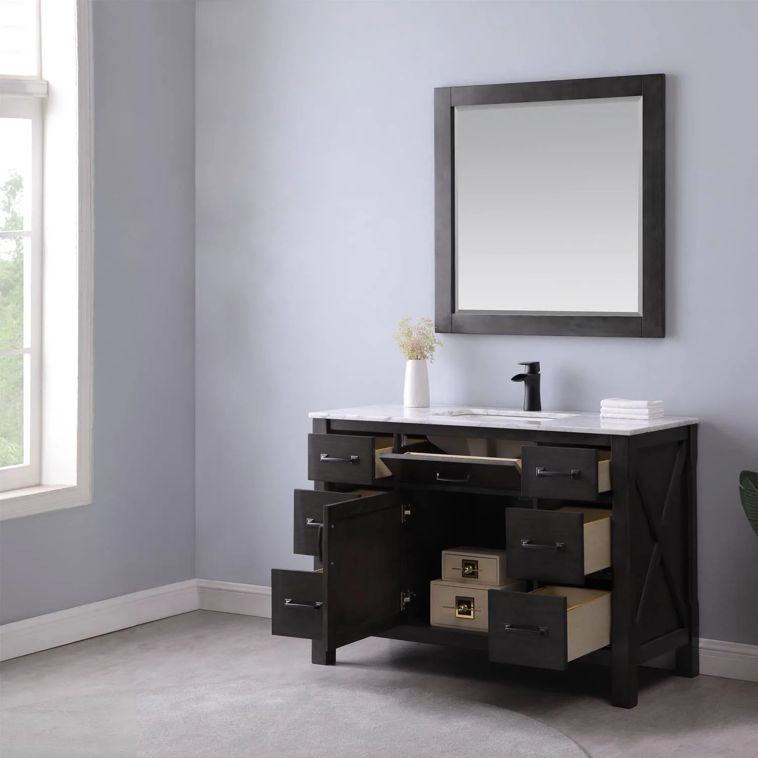 Altair Maribella 48 Inch Solid Plywood White Carrara Single Vanity - image 5