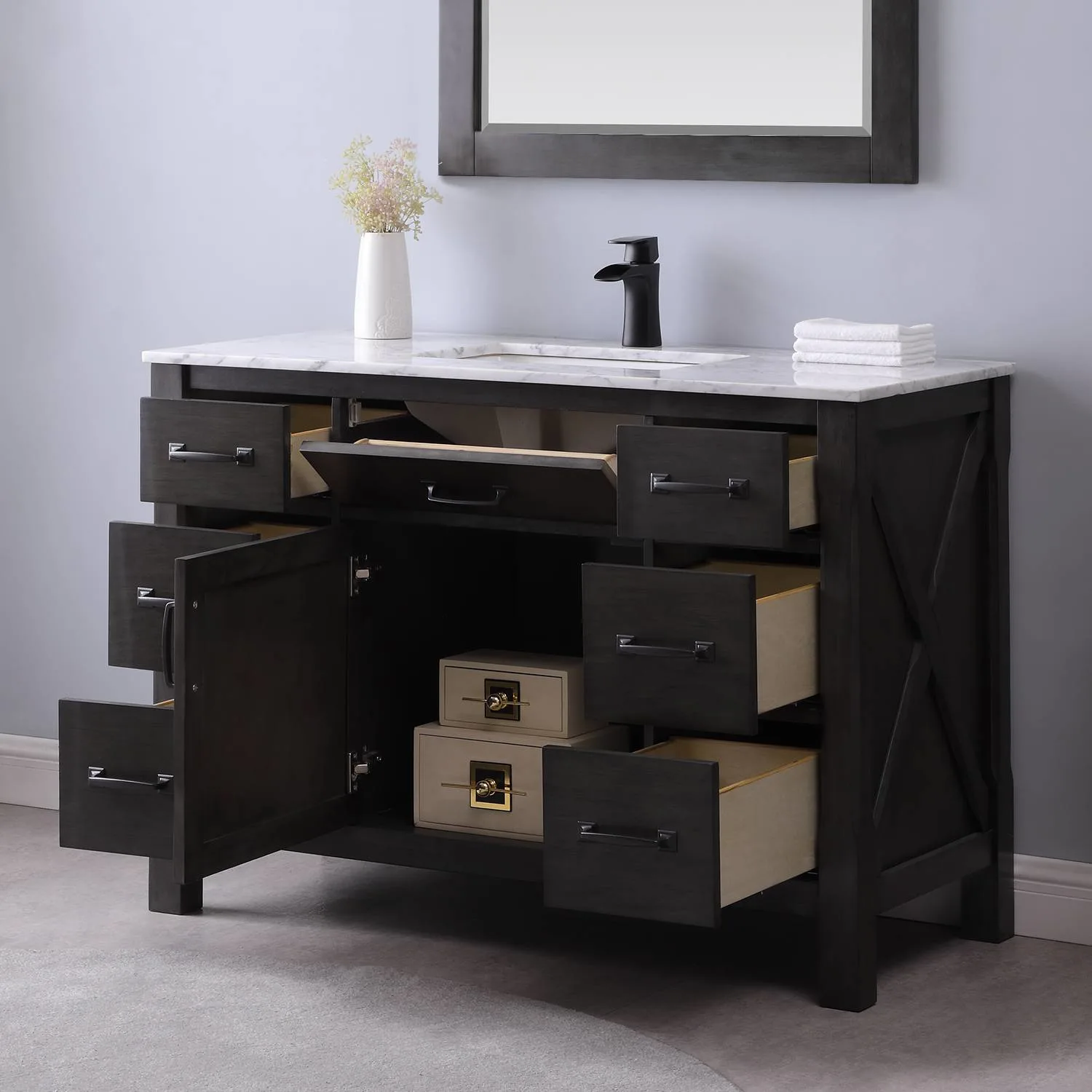 Altair Maribella 48 Inch Solid Plywood White Carrara Single Vanity - image 6