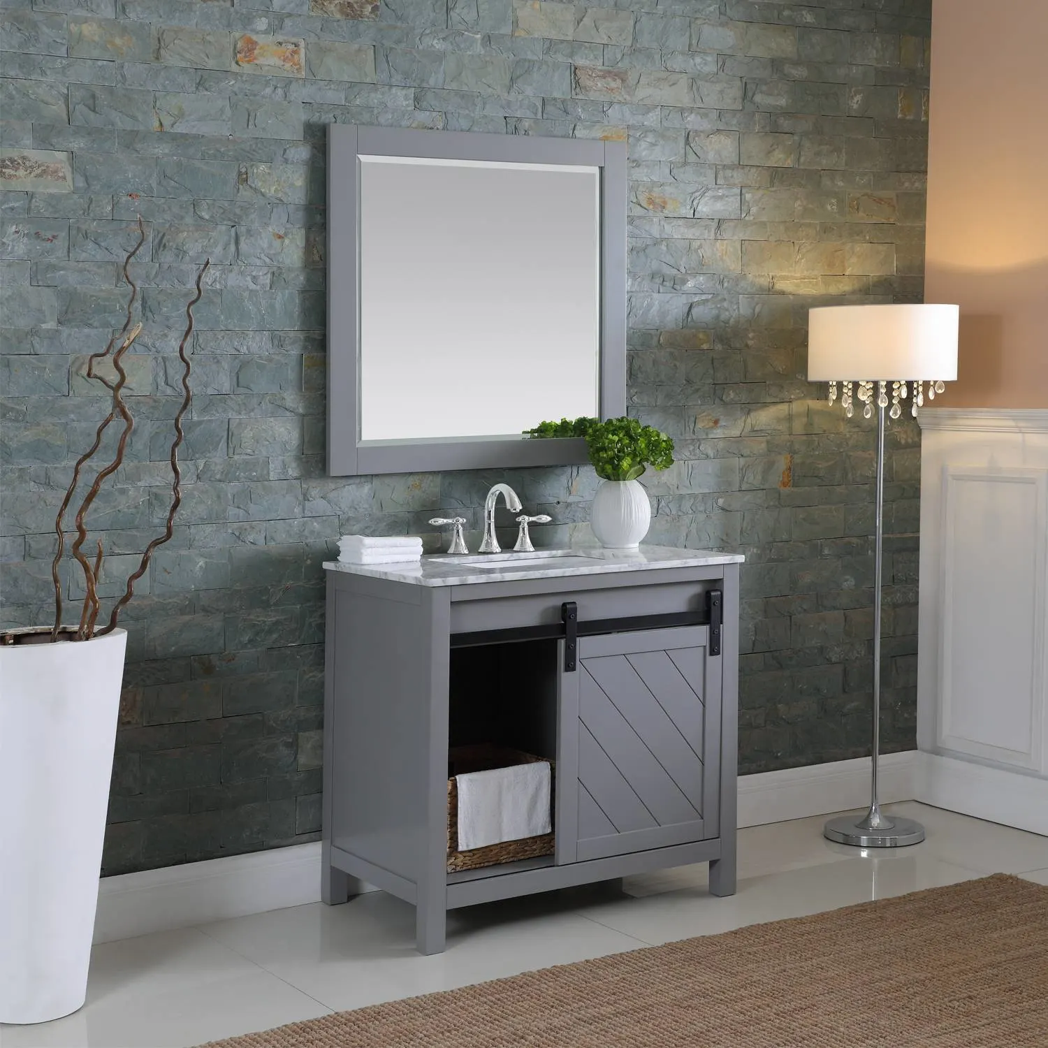 Altair Kinsley 36 Inch Solid Plywood White Carrara Single Vanity - image 5