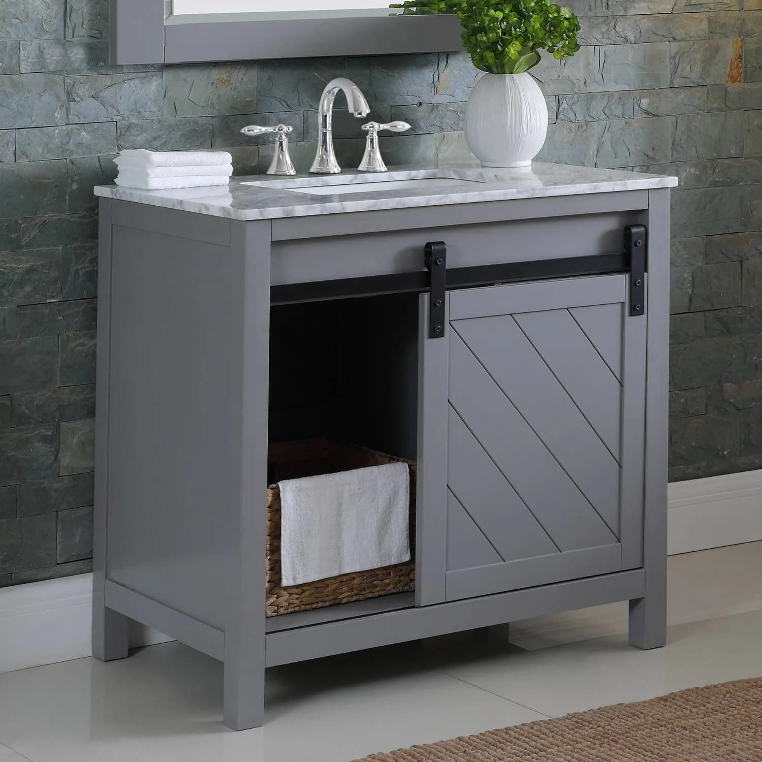 Altair Kinsley 36 Inch Solid Plywood White Carrara Single Vanity - image 10
