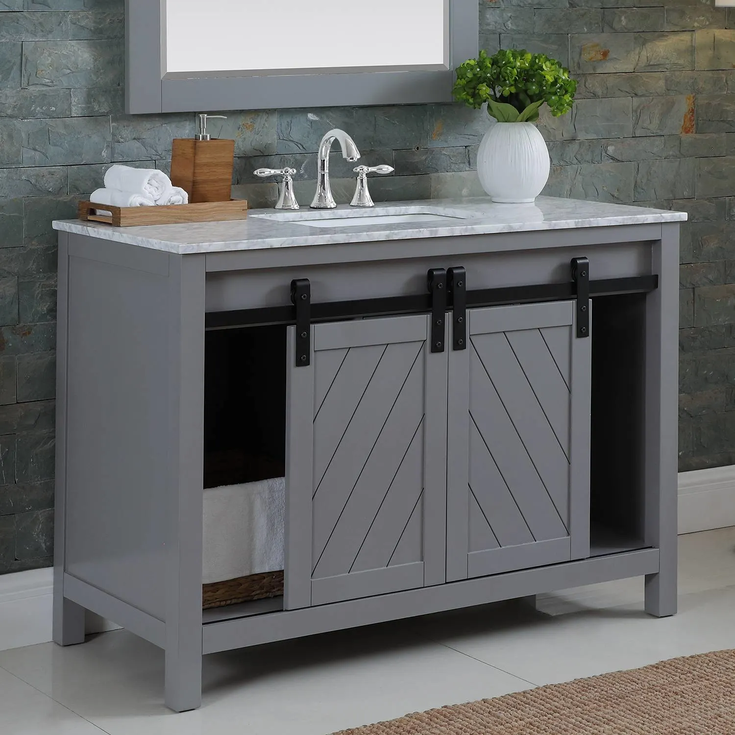 Altair Kinsley 48 Inch Solid Plywood White Carrara Single Vanity - image 2