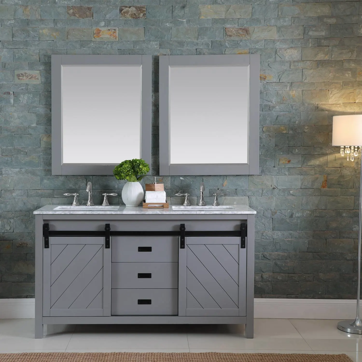 Altair Kinsley 60 Inch Solid Plywood White Carrara Double Vanity - image 3