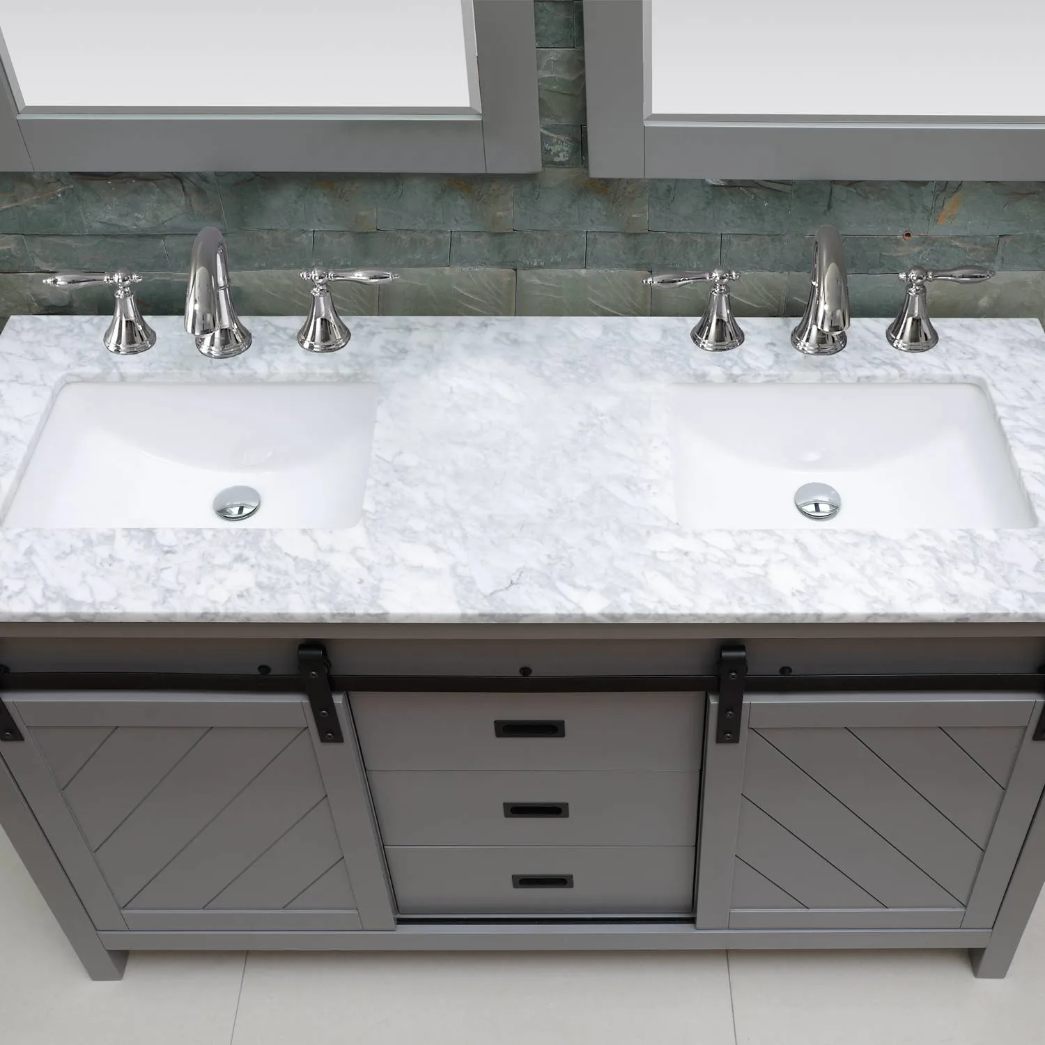 Altair Kinsley 60 Inch Solid Plywood White Carrara Double Vanity - image 6