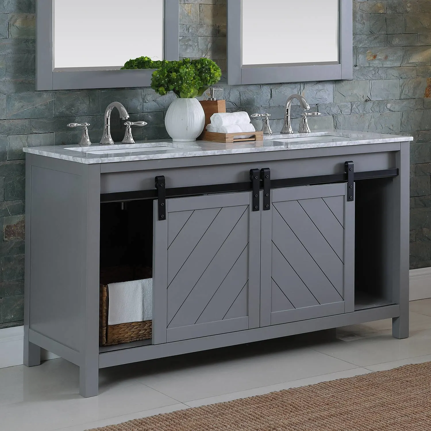 Altair Kinsley 60 Inch Solid Plywood White Carrara Double Vanity - image 10