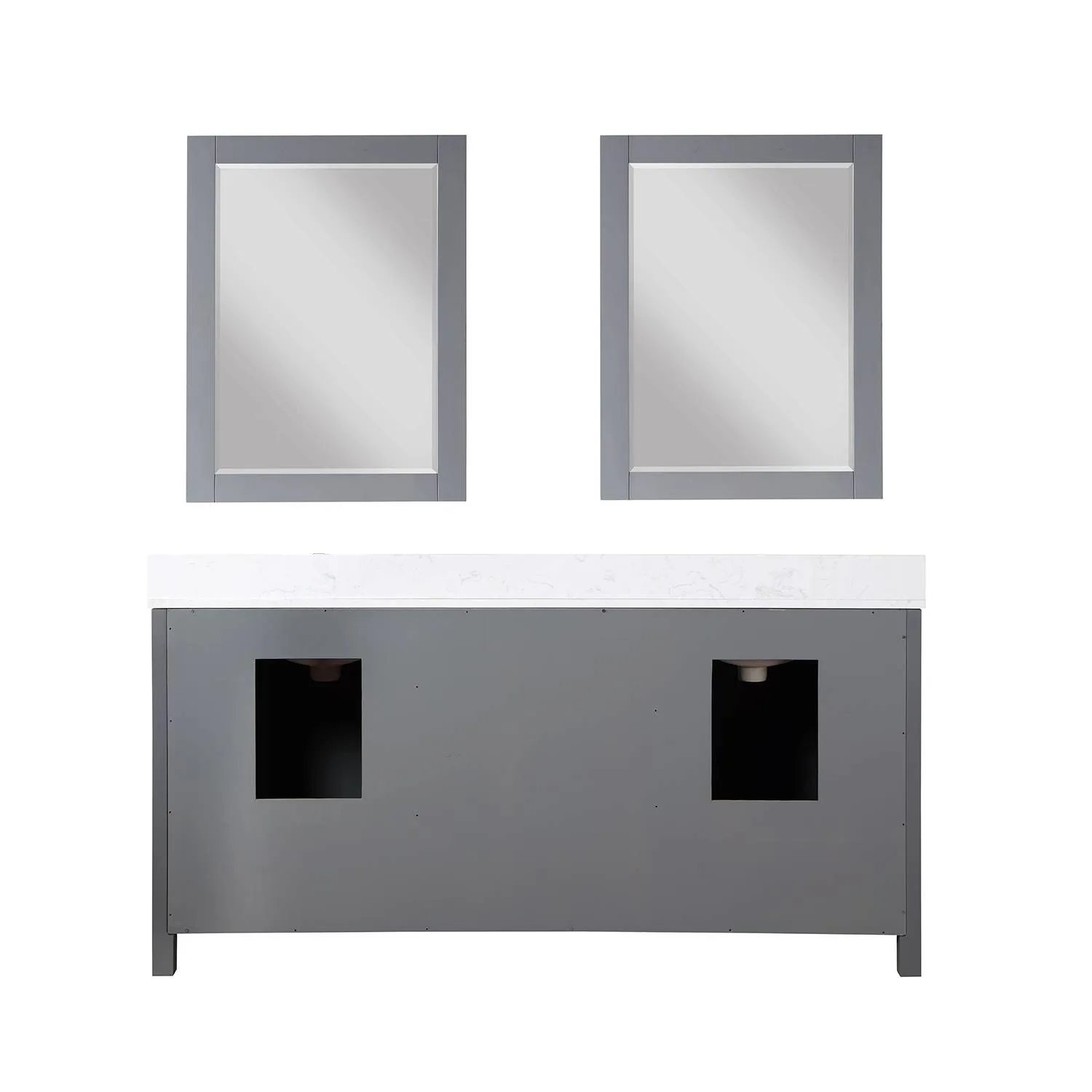 Altair Kinsley 72 Inch Gray Plywood White Carrara Stone Double Vanity - image 2
