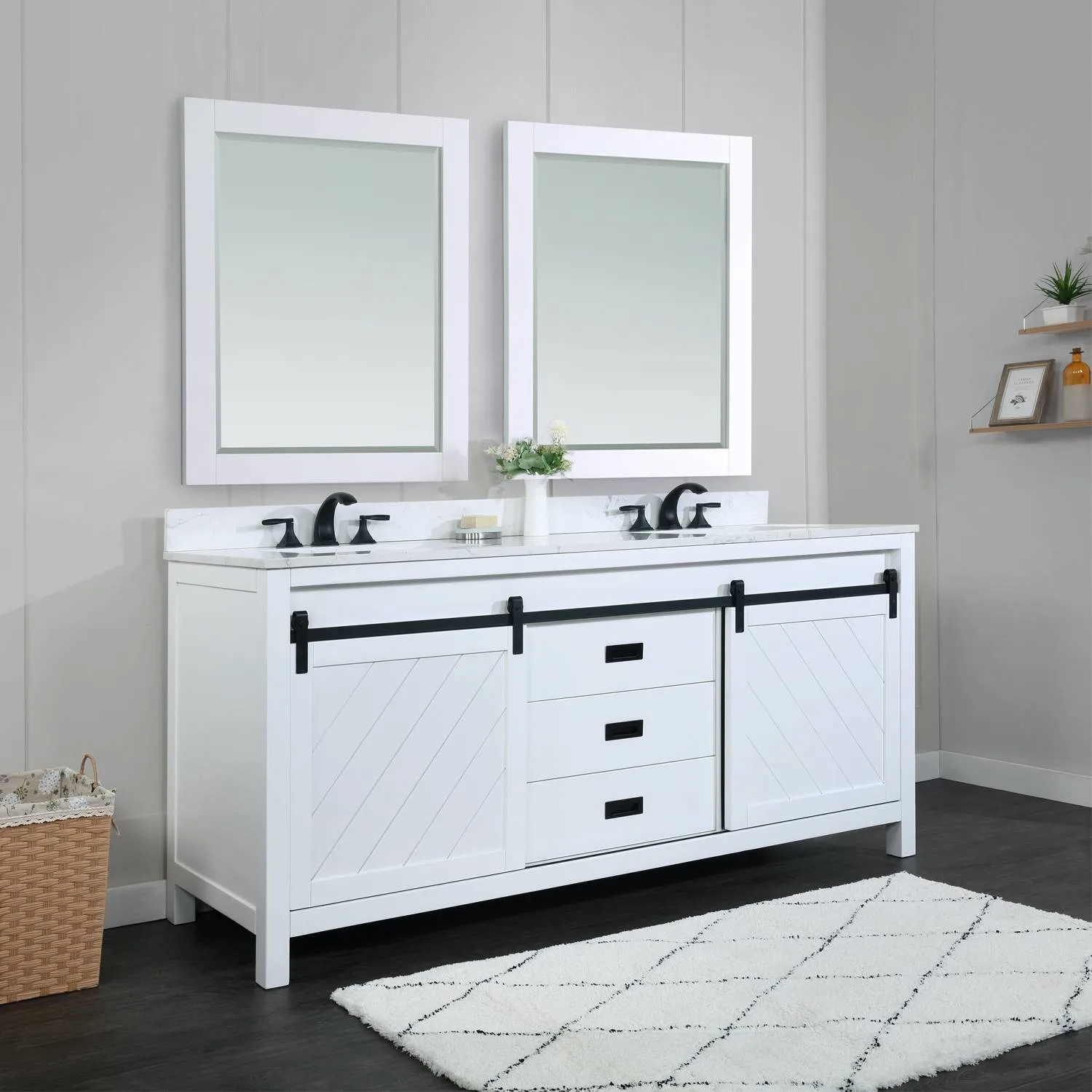Altair Kinsley 72 Inch White Plywood White Carrara Double Vanity - image 4