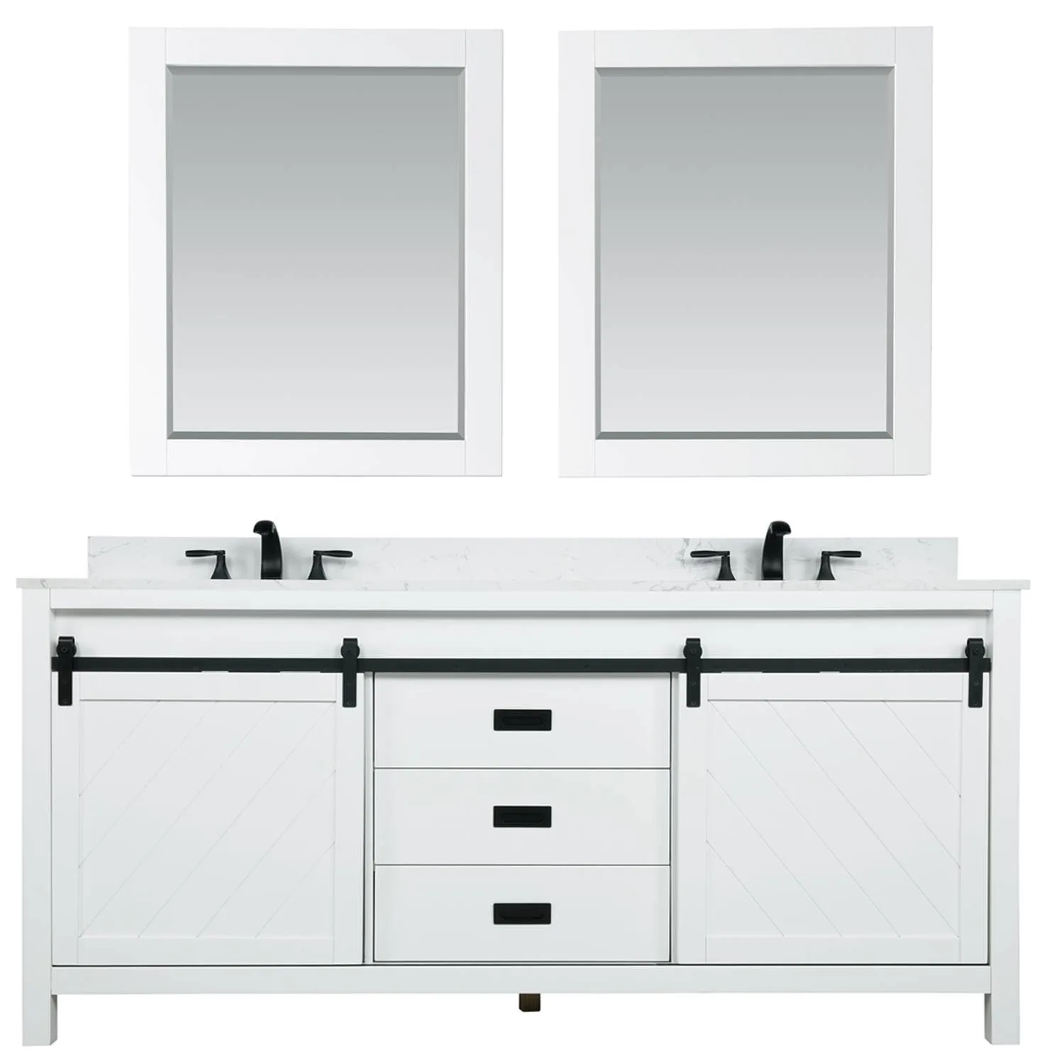 Altair Kinsley 72 Inch White Plywood White Carrara Double Vanity