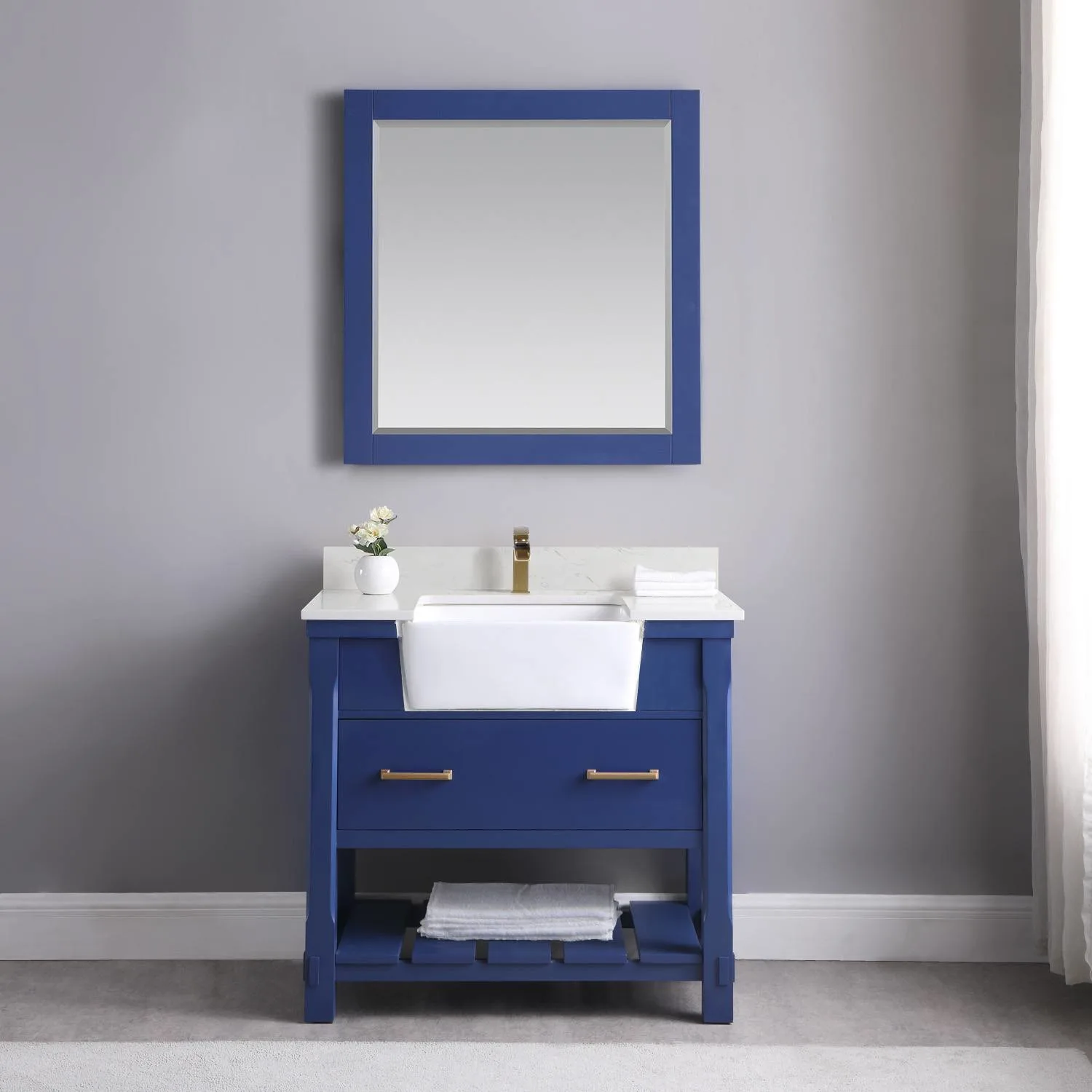 Altair Georgia 36 Inch Solid Plywood White Carrara Stone Single Vanity - image 4