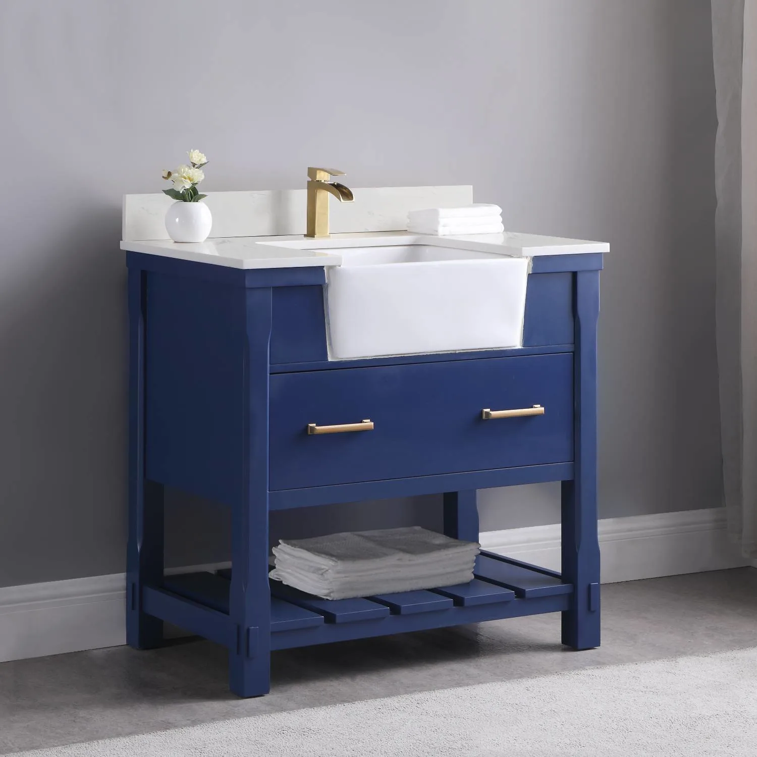 Altair Georgia 36 Inch Solid Plywood White Carrara Stone Single Vanity - image 10