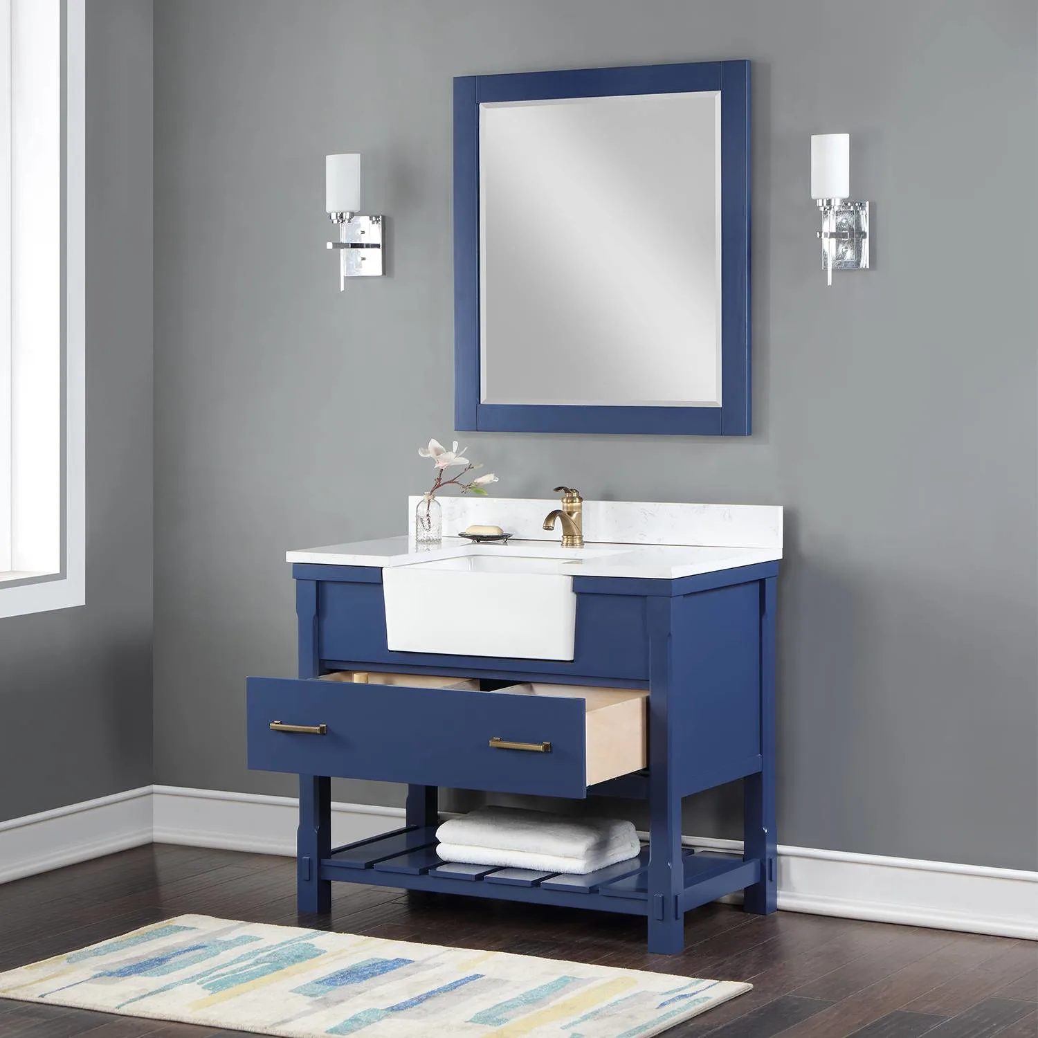 Altair Georgia 42 Inch Jewelry Blue Plywood Carrara Stone Single Vanity - image 5
