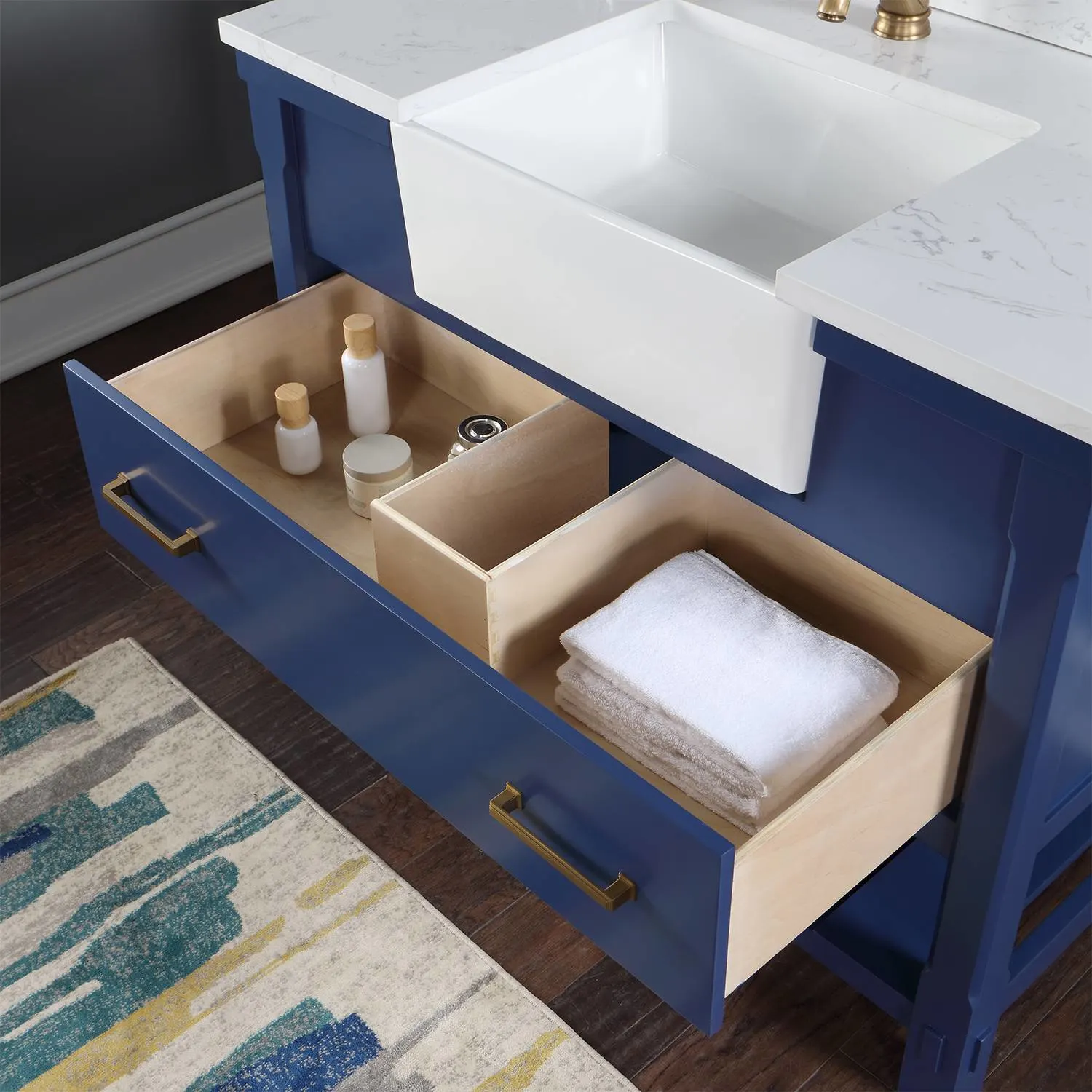 Altair Georgia 42 Inch Jewelry Blue Plywood Carrara Stone Single Vanity - image 9