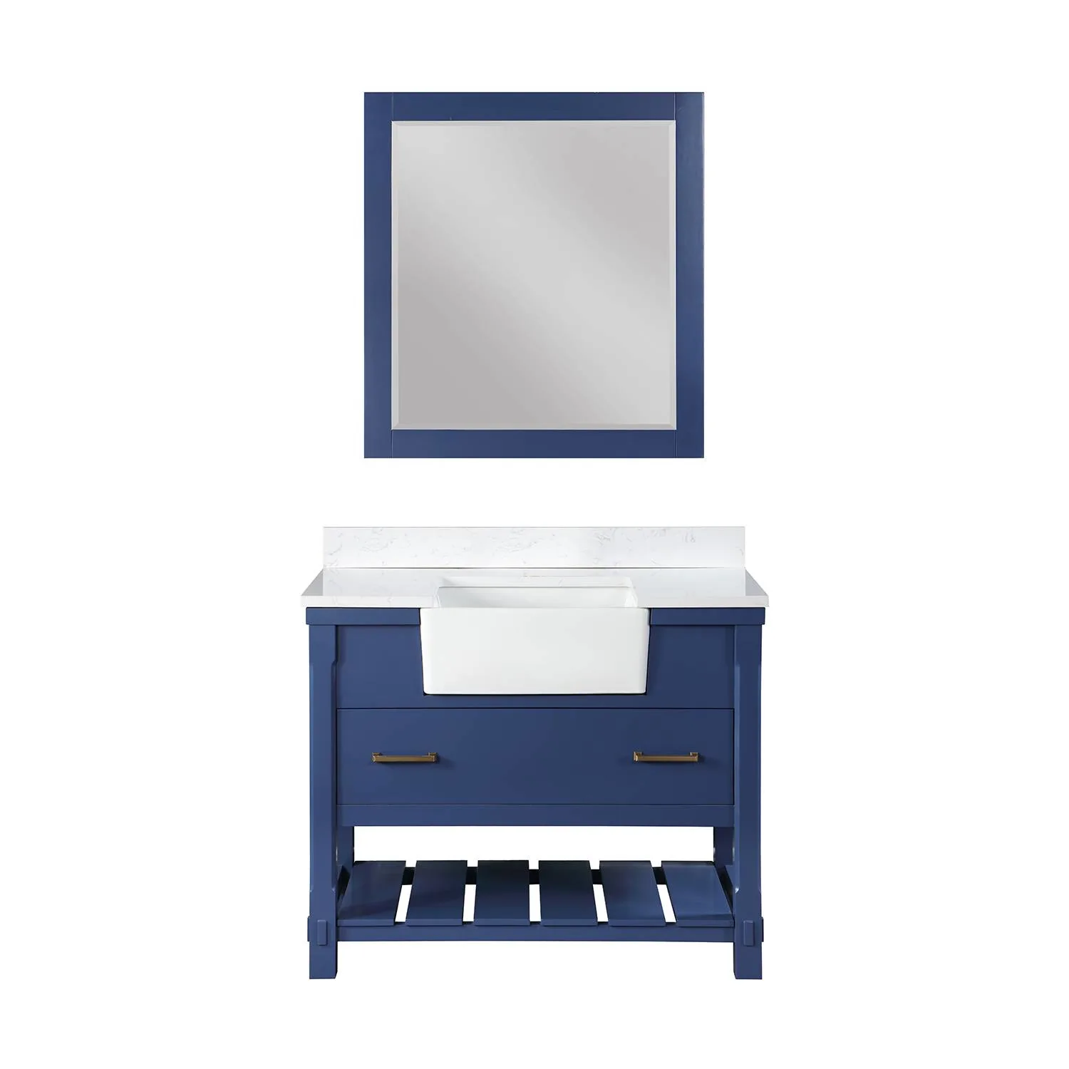 Altair Georgia 42 Inch Jewelry Blue Plywood Carrara Stone Single Vanity