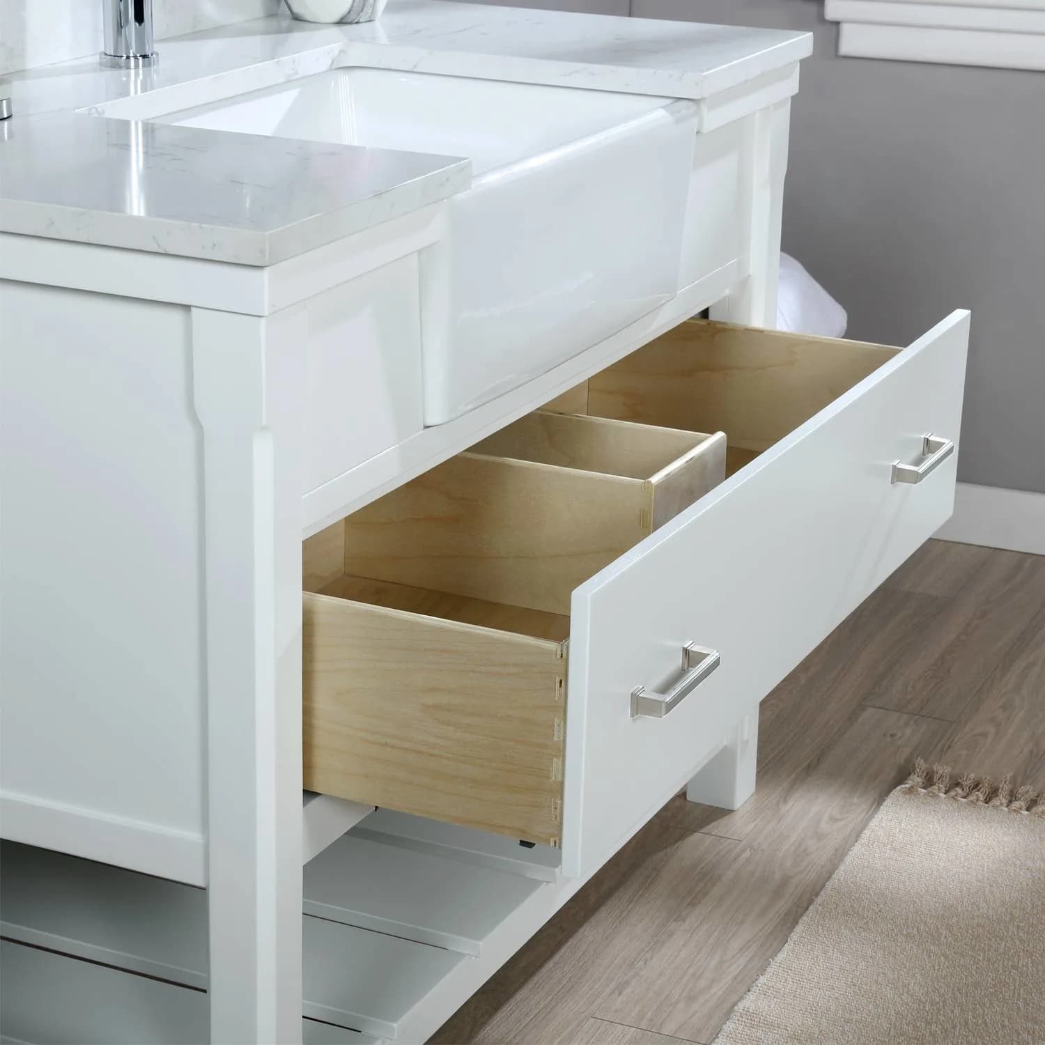Altair Georgia 42 Inch White Plywood White Carrara Stone Single Vanity - image 8