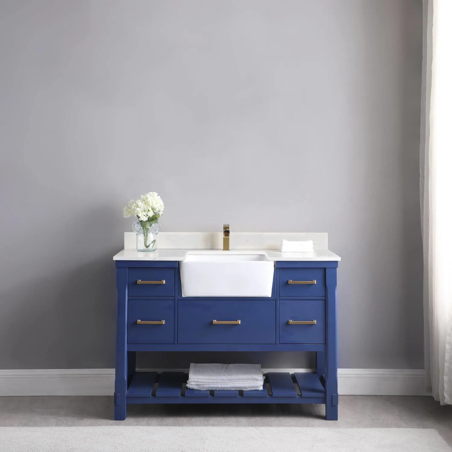 Altair Georgia 48 Inch Solid Plywood White Carrara Stone Single Vanity - image 2