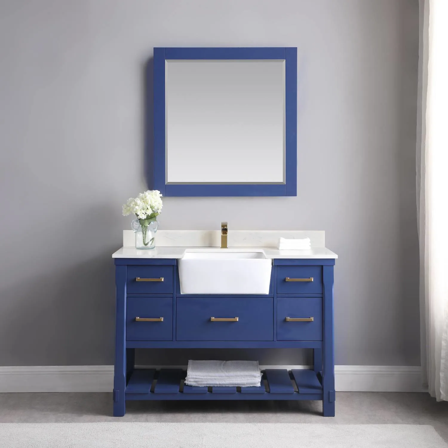 Altair Georgia 48 Inch Solid Plywood White Carrara Stone Single Vanity - image 5
