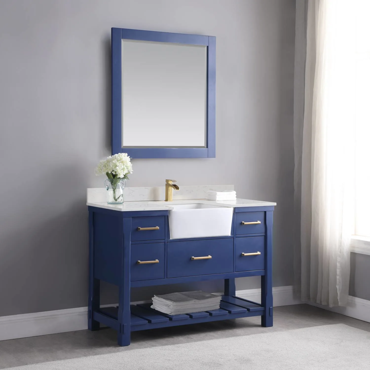 Altair Georgia 48 Inch Solid Plywood White Carrara Stone Single Vanity - image 6