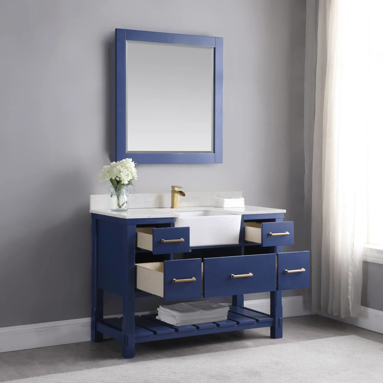 Altair Georgia 48 Inch Solid Plywood White Carrara Stone Single Vanity - image 7