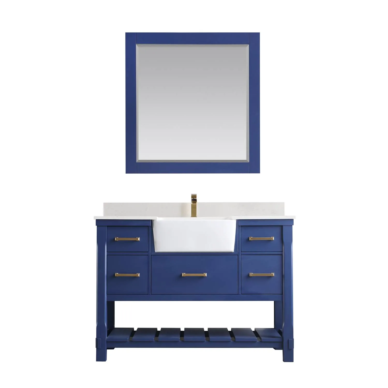 Altair Georgia 48 Inch Solid Plywood White Carrara Stone Single Vanity