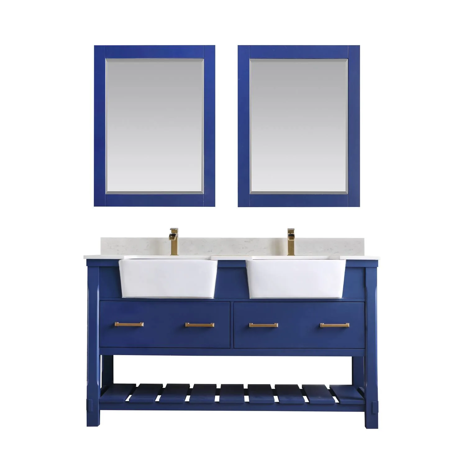 Altair Georgia 60 Inch Solid Plywood White Carrara Stone Double Vanity - image 1