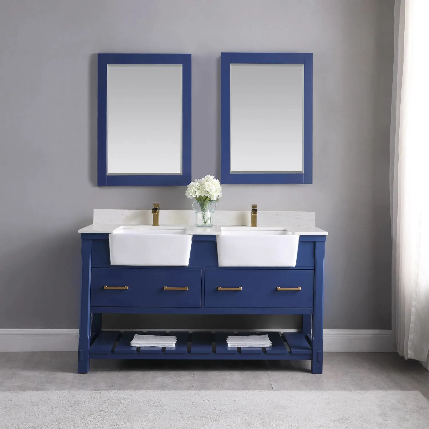 Altair Georgia 60 Inch Solid Plywood White Carrara Stone Double Vanity - image 3