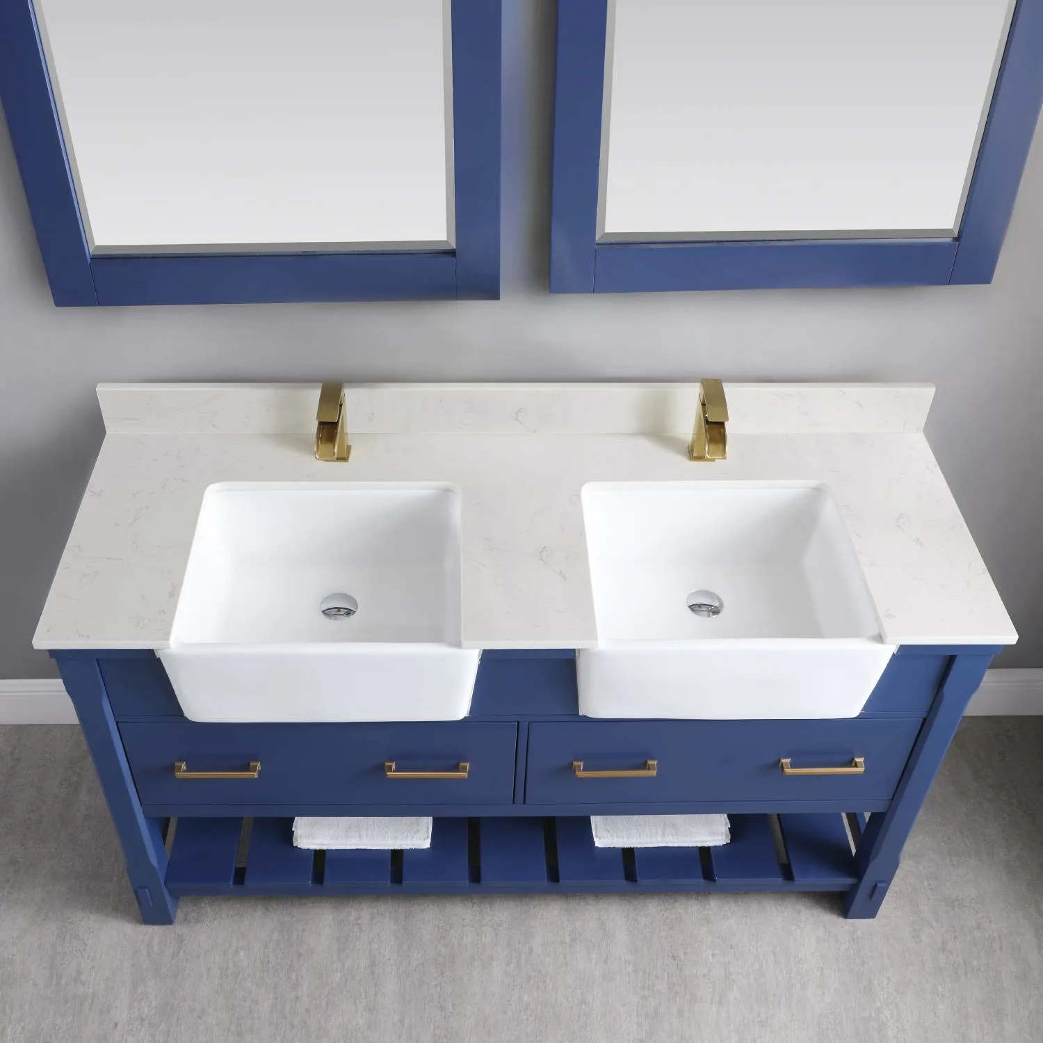 Altair Georgia 60 Inch Solid Plywood White Carrara Stone Double Vanity - image 6