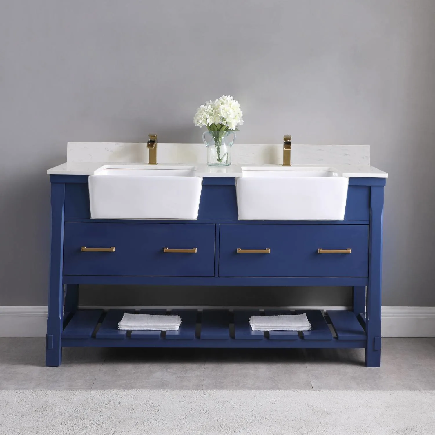Altair Georgia 60 Inch Solid Plywood White Carrara Stone Double Vanity - image 10