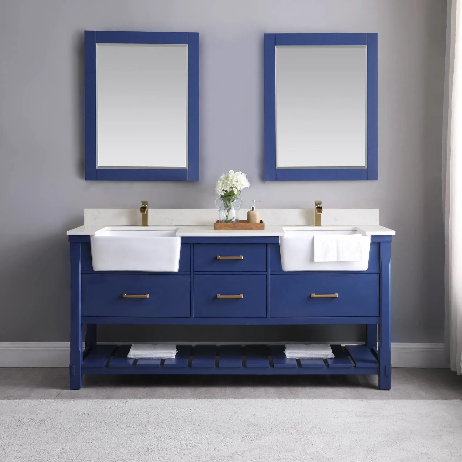 Altair Georgia 72 Inch Solid Plywood White Carrara Stone Double Vanity - image 3