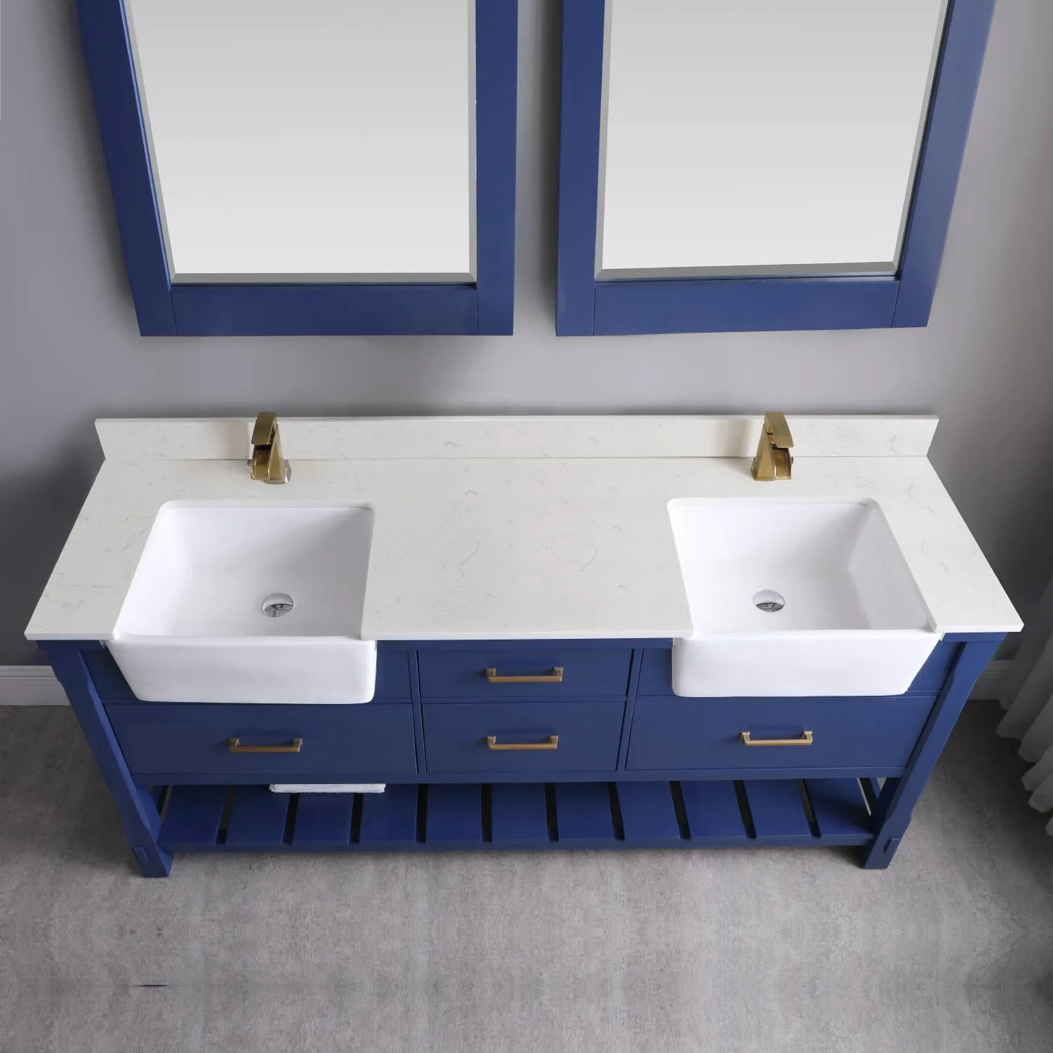 Altair Georgia 72 Inch Solid Plywood White Carrara Stone Double Vanity - image 6