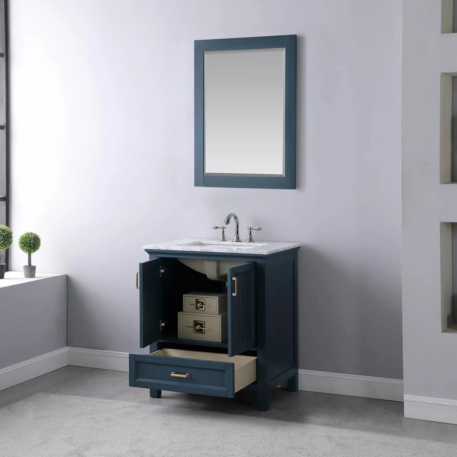 Altair Isla 30 Inch Solid Plywood White Carrara Single Vanity - image 5