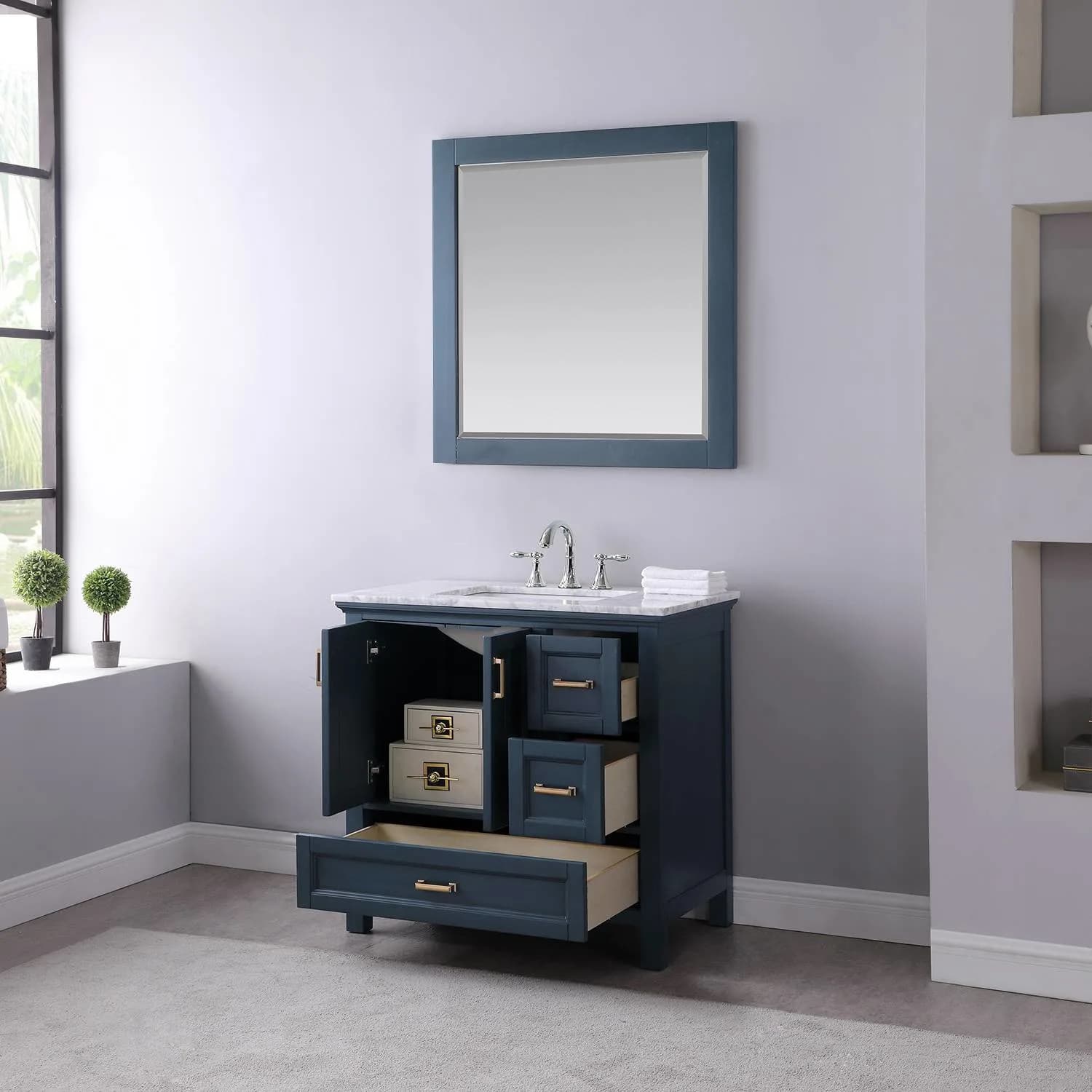 Altair Isla 36 Inch Solid Plywood White Carrara Single Vanity - image 5