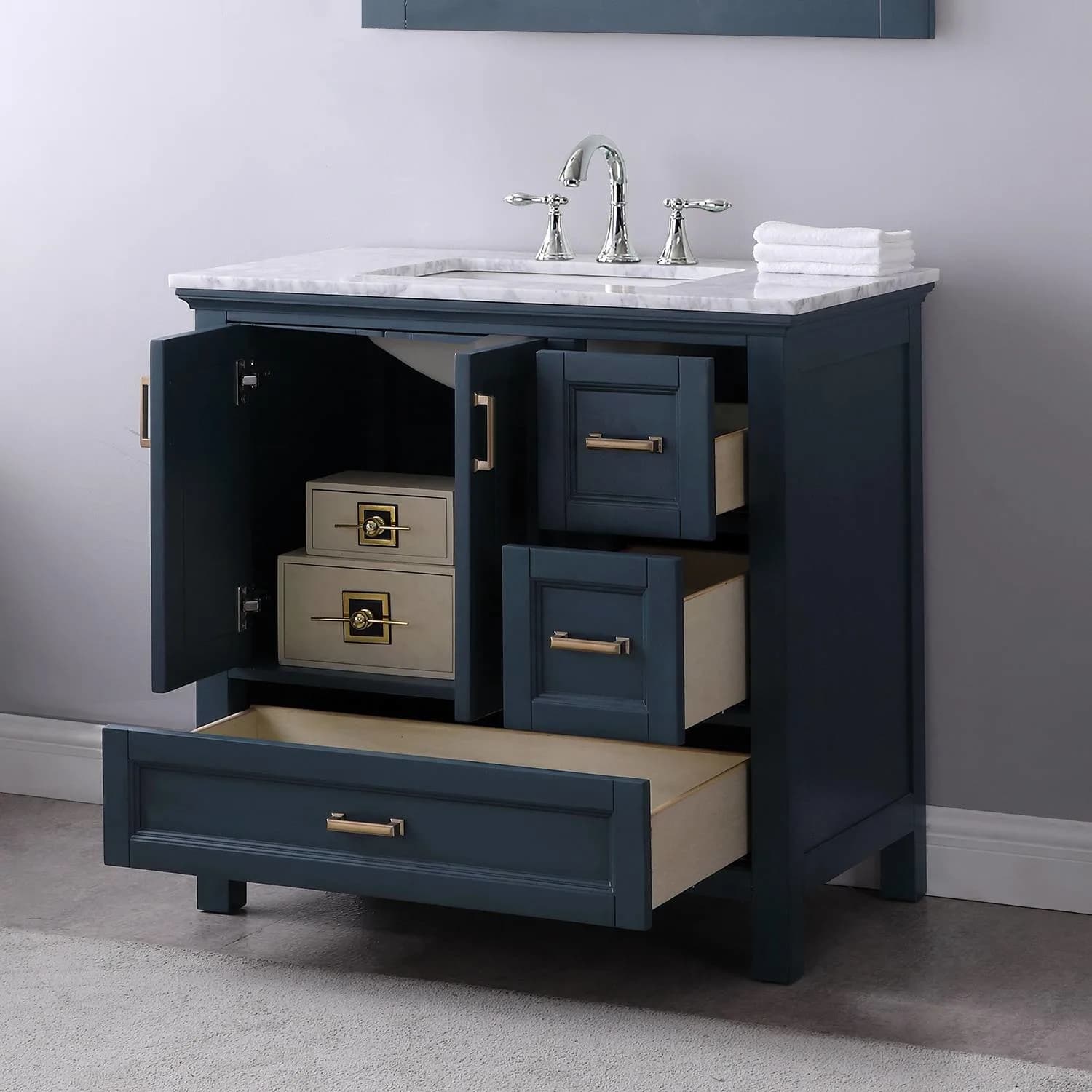 Altair Isla 36 Inch Solid Plywood White Carrara Single Vanity - image 10