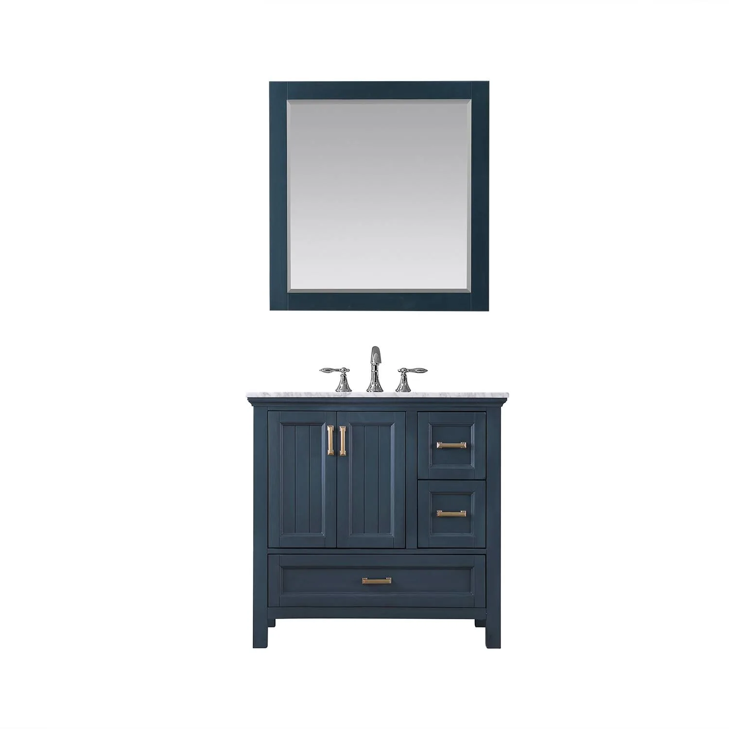 Altair Isla 36 Inch Solid Plywood White Carrara Single Vanity