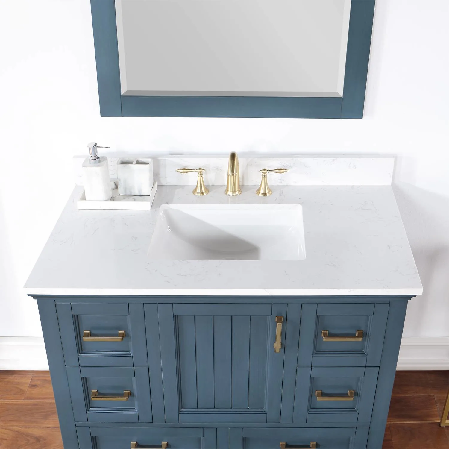 Altair Isla 42 Inch Classic Blue Plywood Carrara Stone Single Vanity - image 7