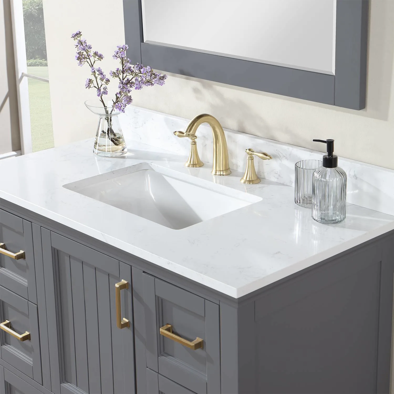 Altair Isla 42 Inch Gray Plywood White Carrara Stone Single Vanity - image 8