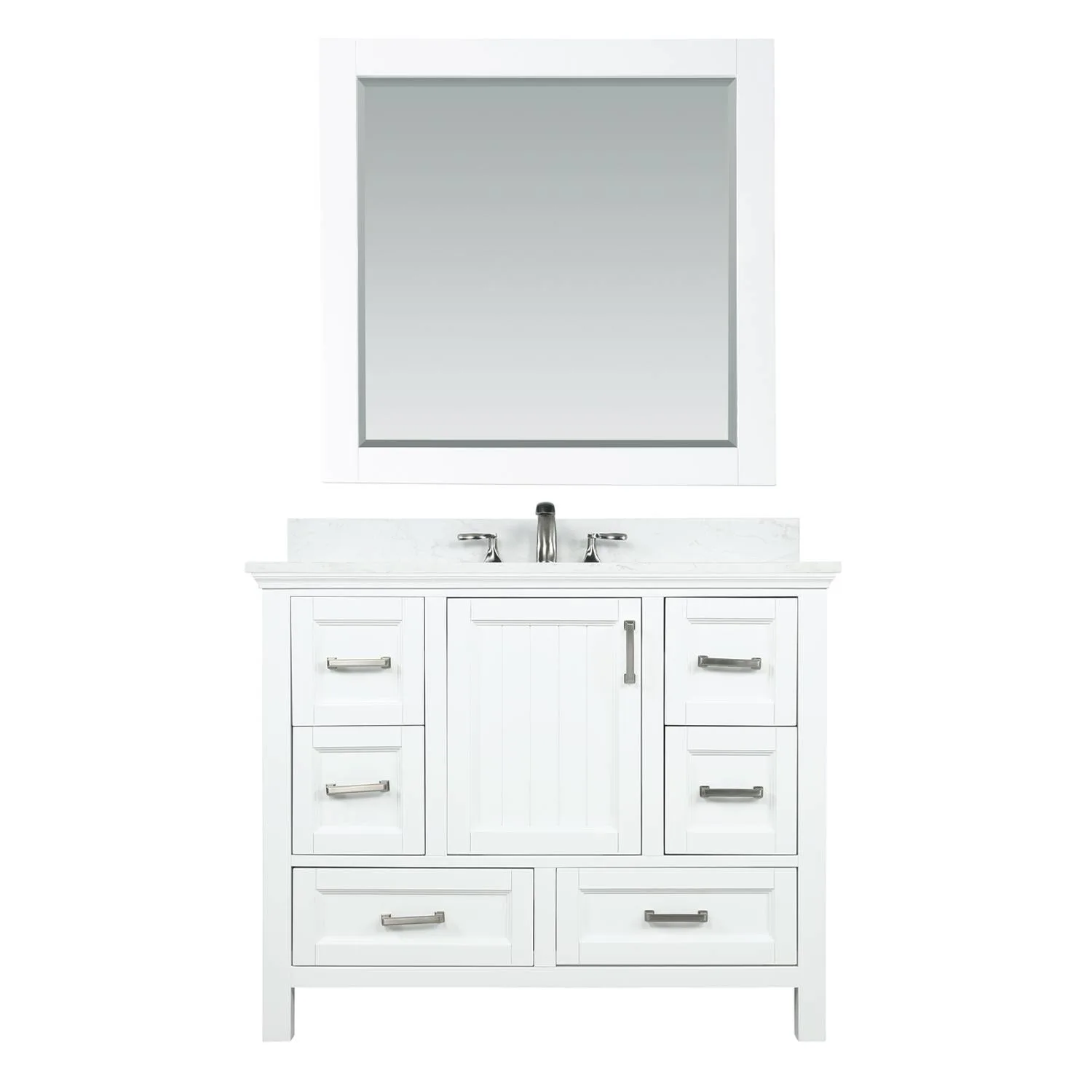 Altair Isla 42 Inch White Solid Plywood White Carrara Single Vanity - image 1