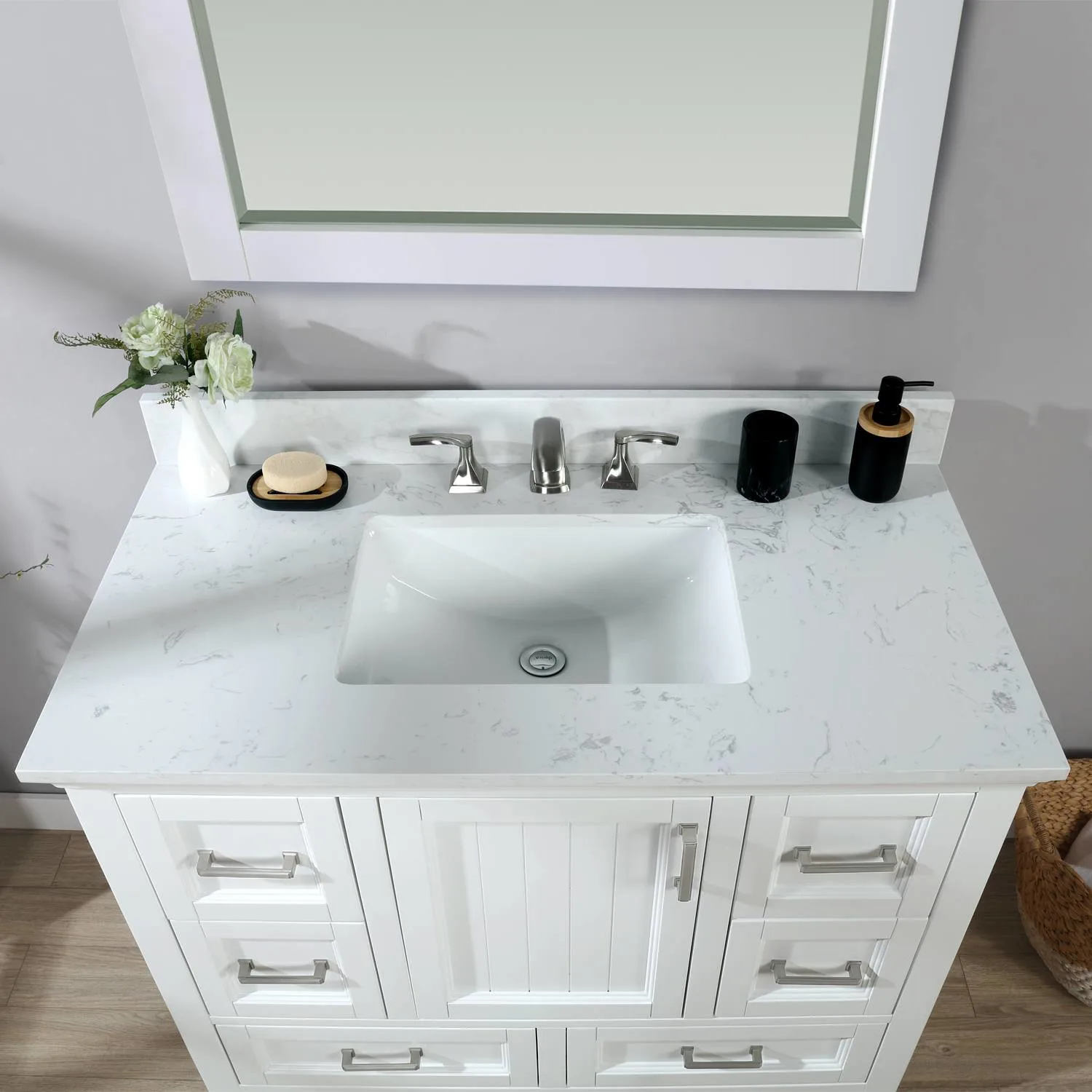 Altair Isla 42 Inch White Solid Plywood White Carrara Single Vanity - image 6