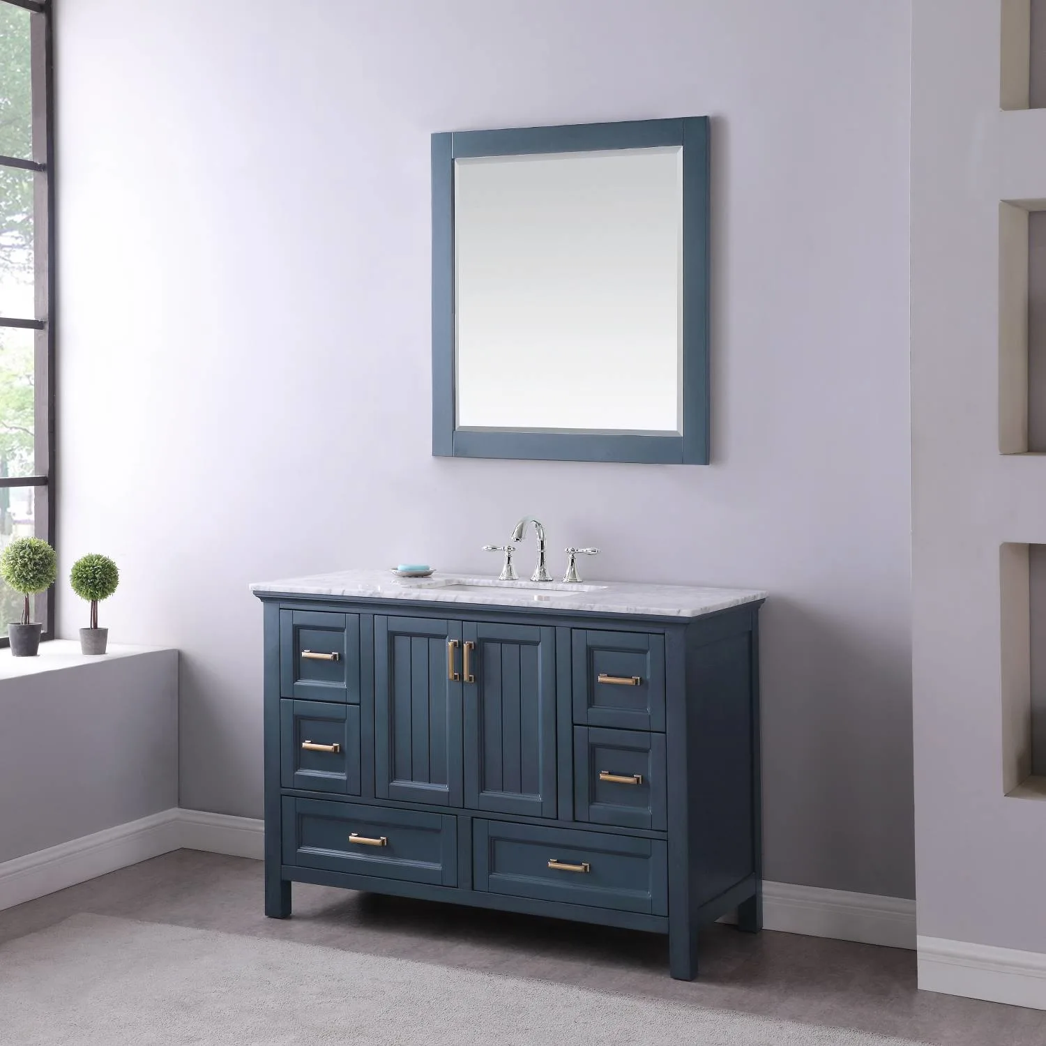 Altair Isla 48 Inch Solid Plywood White Carrara Single Vanity - image 4