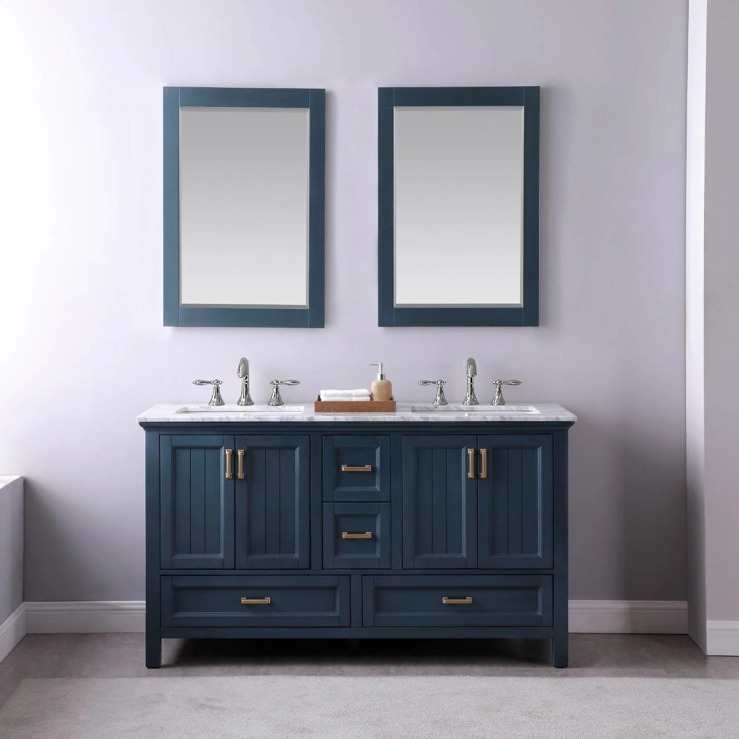 Altair Isla 60 Inch Solid Plywood White Carrara Double Vanity - image 3